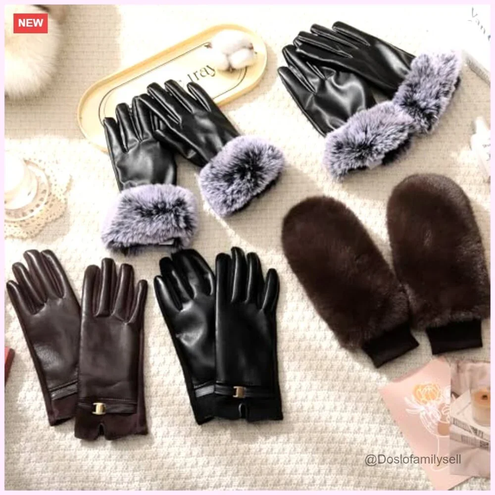 Winter Touchscreen Gloves with Fur Cuff, Warm Driving Texting Gloves